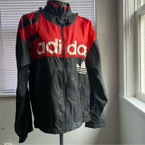 ADIDAS Original Black Red Logo Windbreaker Vintage Treasure Size M